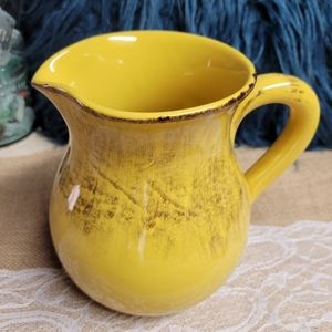 Vintage Italian yellow stoneware Jug made in Italy 7×7 handcrafted